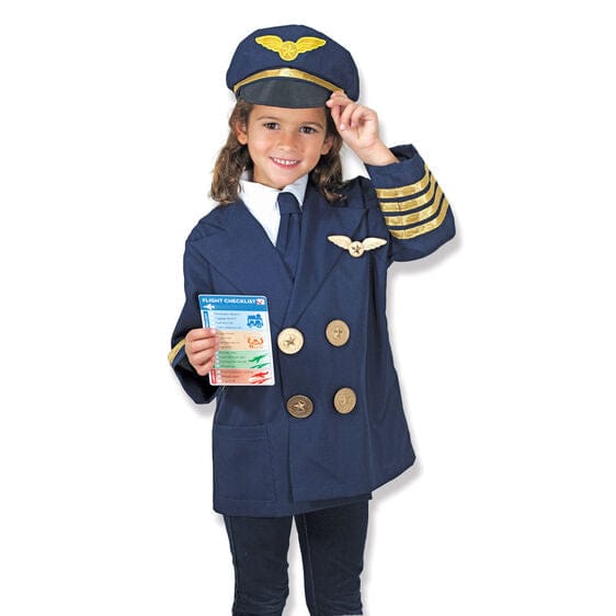MELISSA & DOUG  Pilot Role Play Set: Can a great role play set make imaginations take flight? Roger that. This realistic pilot play set includes a steering yoke just like the one in real airplanes - 8500