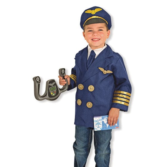 MELISSA & DOUG  Pilot Role Play Set: Can a great role play set make imaginations take flight? Roger that. This realistic pilot play set includes a steering yoke just like the one in real airplanes - 8500