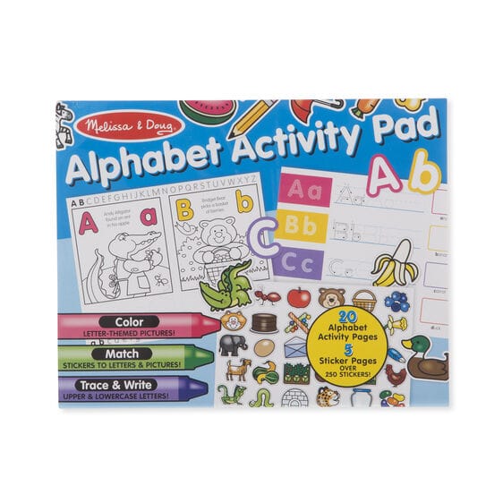 MELISSA & DOUG Alphabet Activity Pad: More than just a sticker pad, this activity book features 20 pages of alphabet activities for kids four and older - 8563