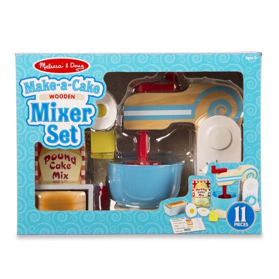 MELISSA & DOUG  Wooden Make A Cake Mixer Set: urn dials to 