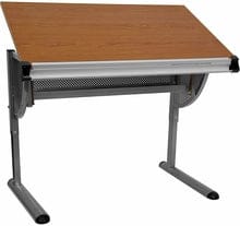 Adjustable Drawing and Drafting Table with Pewter Frame - NAN-JN-2433-GG Fl Furniture