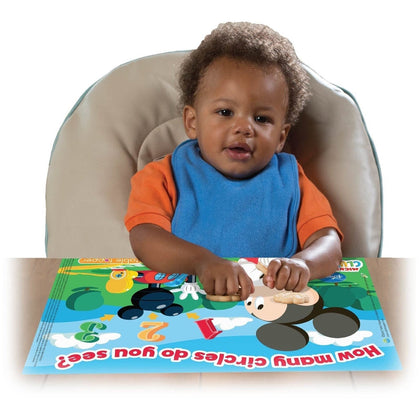 GTBW  Disposable Placemat 18pc: Mickey Mouse print design that provides an entertaining touch, these BPA-free placemats feature adhesive strips for secure attachment to table surfaces -10196