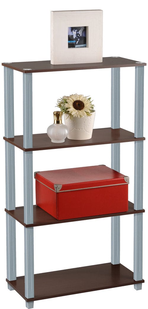 Momentum Furnishings 4 Tire Book Shelf  Espresso Perfect for Any Room.  Size: 23.62 Inches L x 11.61 Inches W x 43.54 inches H -PBF-0284-709-SQ MEGA