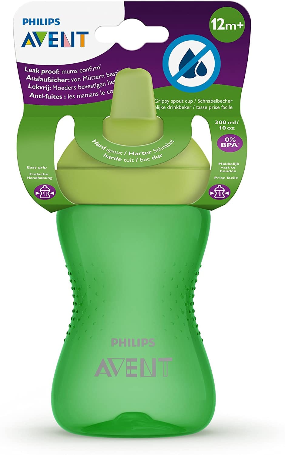 AVENT  My Grippy Spout Cup 12m+: Leak-proof, for mess-free drinking The Philips Avent My Grippy spout cup has a unique valve and is leak-free - SCF803/04 ebuystt