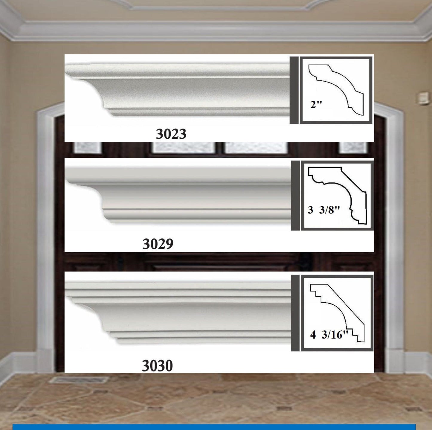 MOULDING Plain Crown Moulding Polyurethane- 8FT LENGTH in 12 Designs MARMEGA