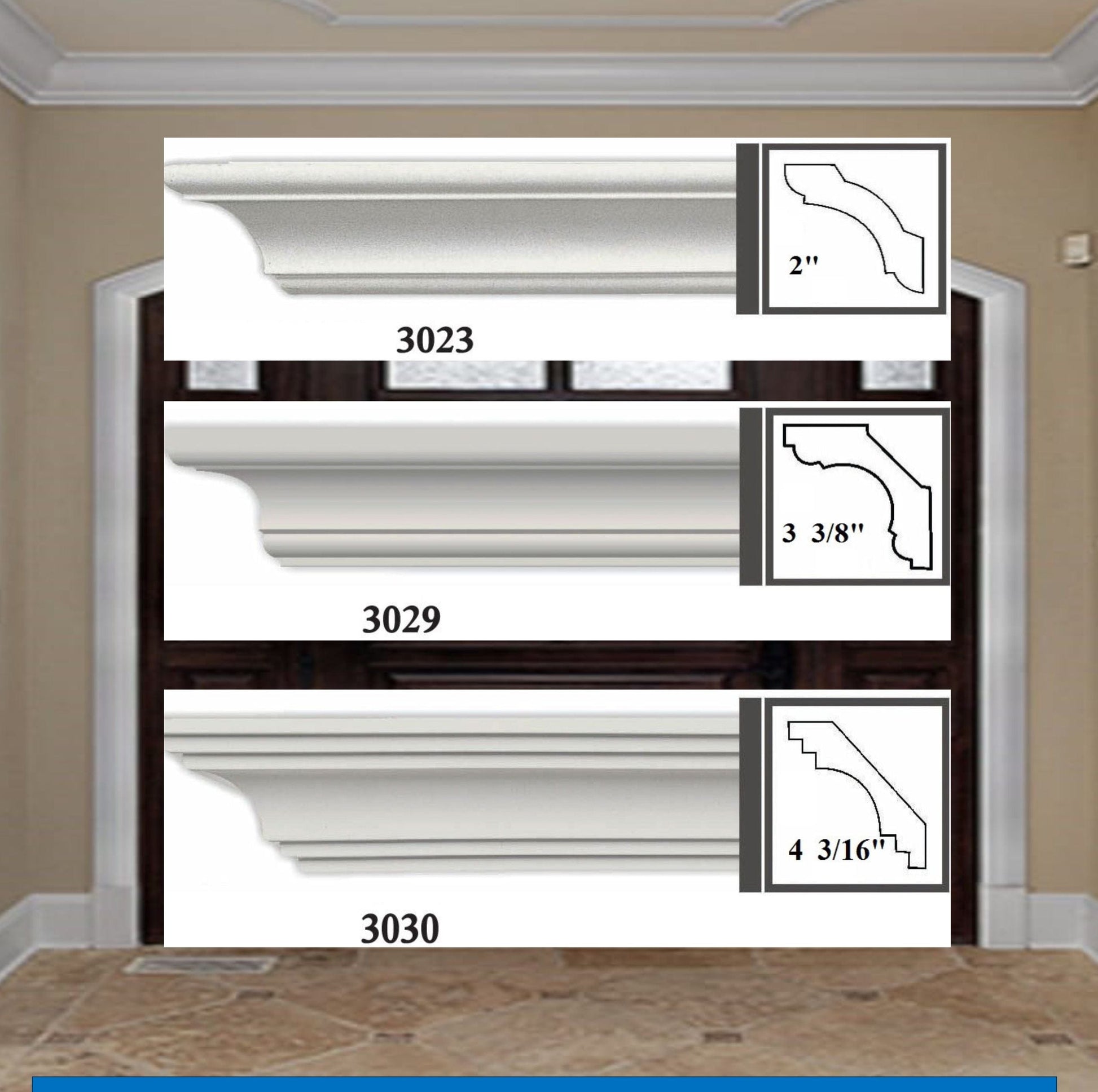 MOULDING Plain Crown Moulding Polyurethane- 8FT LENGTH in 12 Designs MARMEGA