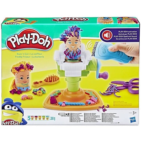 HASBRO Playdoh Buzz: sit your customer in the chair and turn the crank to grow hilarious hair, then style them up - E2930