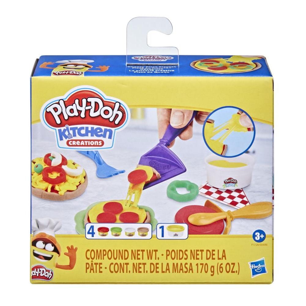 HASBRO  Playdoh Foodie Favourites Assorted: This play food set comes with 6 tools to shape a Play-Doh pizza crust, create pretend toppings, slice it up, and show off your creation to friends - E6686 ebuystt