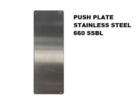 R SS DOOR PUSH PLATE 660 SSBL – The RSS 660 SSBL Door Push Plate is designed for use on any swinging door to help prevent scuff marks or other damage