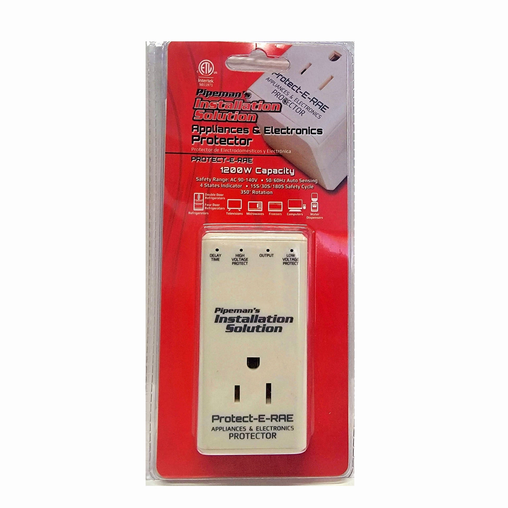 Piperman's Installation Solution 1200 W 120 V AC Rotating Voltage Protector For Refrigerators, Freezers, Televisions, Computers, Water dispensers or any Appliances-PROTECT-E-RAE Hannah's Variety Store