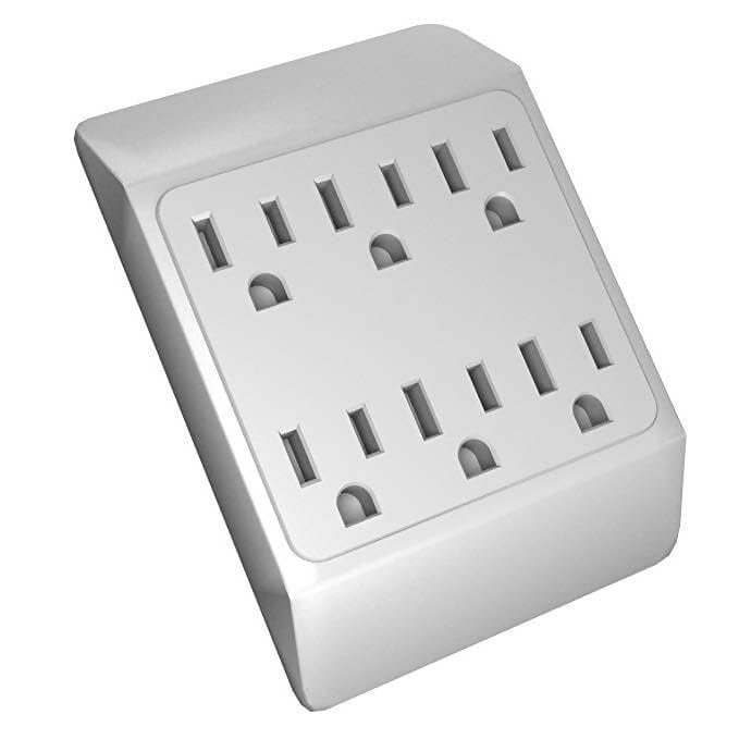 Stanley Outlet Wall Tap Grounded In-Wall 6-Outlet Adapter, White,30346 ebuystt