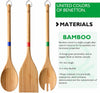 Bennetton Set of 3 Bamboo Kitchen Utensils can be used on any nonstick cookware and is ideal for stir-frying, sauteing, deep frying, steaming and parboiling, scooping rice and more - 0364