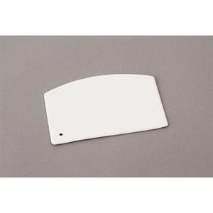 Royal Industries Dough Scraper 5-1 / 2 inch, White Flexible Plastic  This scraper is an essential tool for baking and cooking. Has both a flat end and a rounded end, so it can be used in bowls and on countertops-ROY DGHS FLEXP