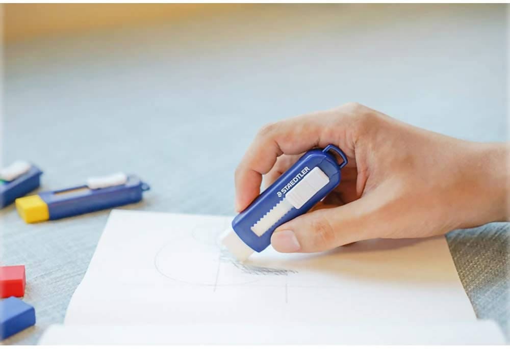 Staedtler PVC-Free Eraser with Sliding Plastic Sleeve detailed erasing and feathering easy - 525 PS1 Pie's Variety Store