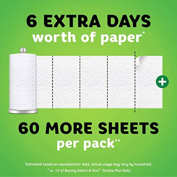 Bounty Select A Size Paper Towels 12 Units / 98 sheets - 2x more absorbent clean those everyday messes with as little as one sheet./411604