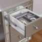 Leighton Vanity Desk And Stool Metallic Mercury Collection: Add Modern Glamour With This Vanity Desk And Stool Set, Etched Mirror Panel Along The Sides Of The Stool And Vanity Front Reflect Light Beautifully Throughout A Space. Leighton SKU: 204927 coastmega