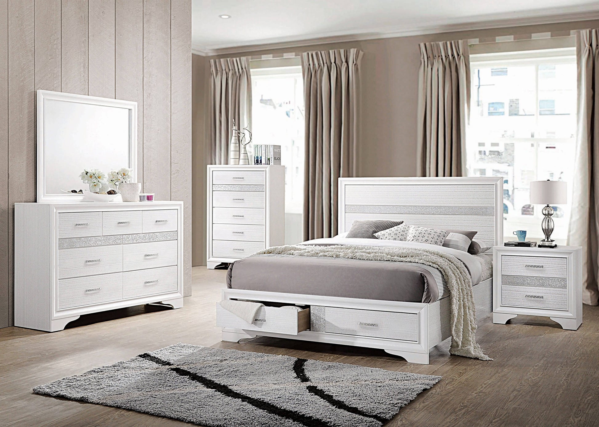 Miranda Queen 2-Drawer Storage Bed White - 205111Q Pie's Variety Store