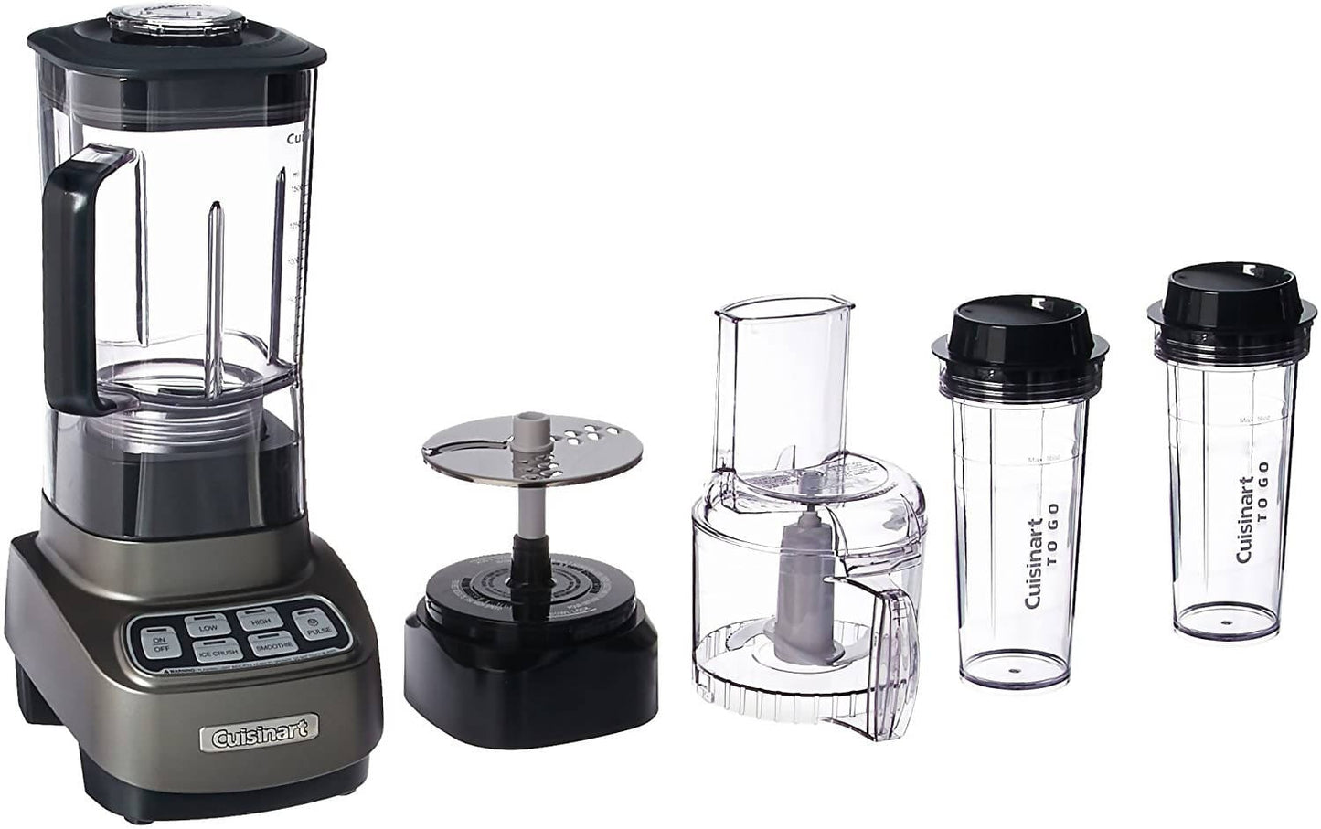 Cuisinart ﻿Velocity Ultra Trio 1 HP Blender/Food Processor with Travel Cups (Gun Metal) - CU-BFP-650GM Pie's Variety Store