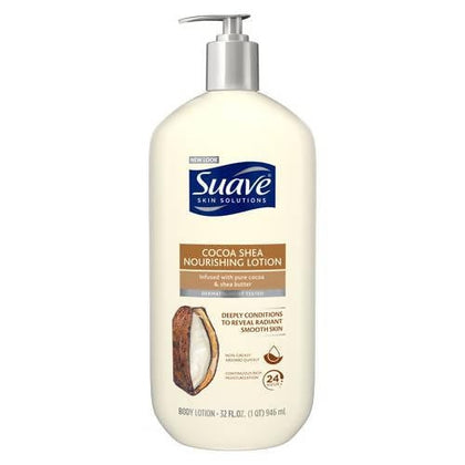 Suave Skin Solutions Shower Lotion, Smoothing with Cocoa Butter and Shea 32 oz - Is enriched with nature's moisturizer, cocoa and Shea butter that helps to fight against dryness - 108686