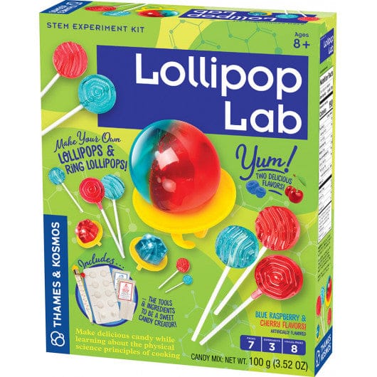 THAMES & KOSMOS Lollipop Lab: Whip up batches of red cherry and blue raspberry lollipops, plus a massive ring lollipop with both flavors - 550042 ebuystt