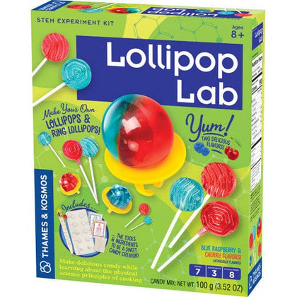 THAMES & KOSMOS Lollipop Lab: Whip up batches of red cherry and blue raspberry lollipops, plus a massive ring lollipop with both flavors - 550042