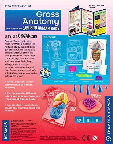 THAMES & KOSMOS  Gross Anatomy : Make Your Squishy Human Body: Mix up colorful slime mixtures and pour them into the included molds - 550032