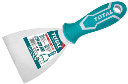 Total Putty Trowel, 80mm Wide, Stainless Steel Industrial Grade with Comfort Rubber Grip Handle. Ideal for Spackling, Drywall Finishing, Wallpaper ,DIY Projects and Many More -THT83806