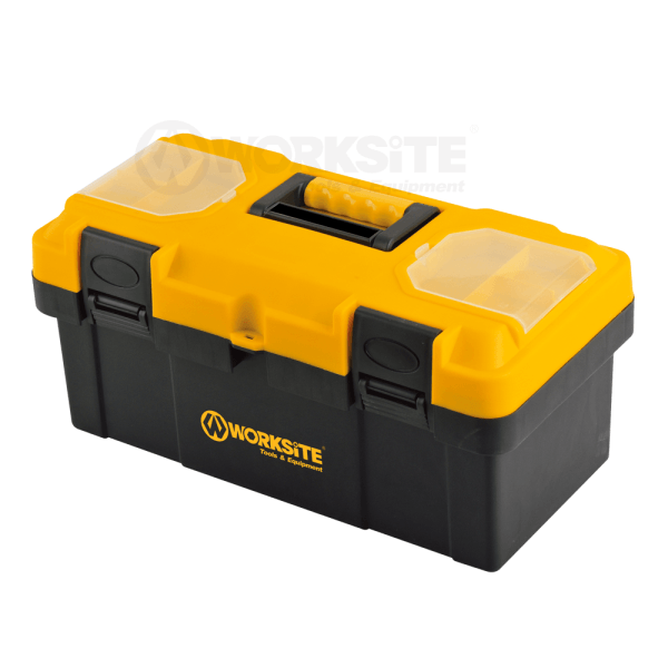 WORKSITE Plastic Tool Box - 19 inches Separate accessory storage box and non-slip handle. Ideal for storing nails, screws, nut, bolt, bits, fasteners and more- WT8076 / WT8078 Worksite Hand Tools