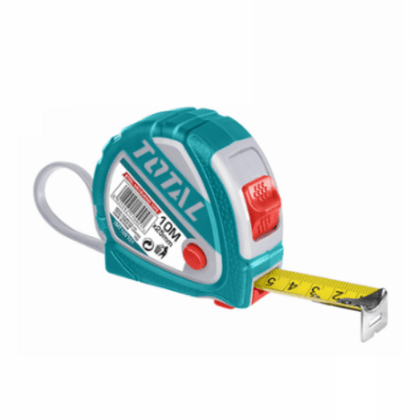 Total Steel Measuring Tape 10M x 25 MM, With Sturdy Shock Absorbent Rubber Case and Hook End-  TMT11206