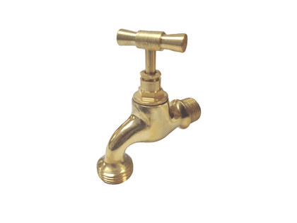 Polished Brass Garden Tap, Continous Turning, Durable, 5/8