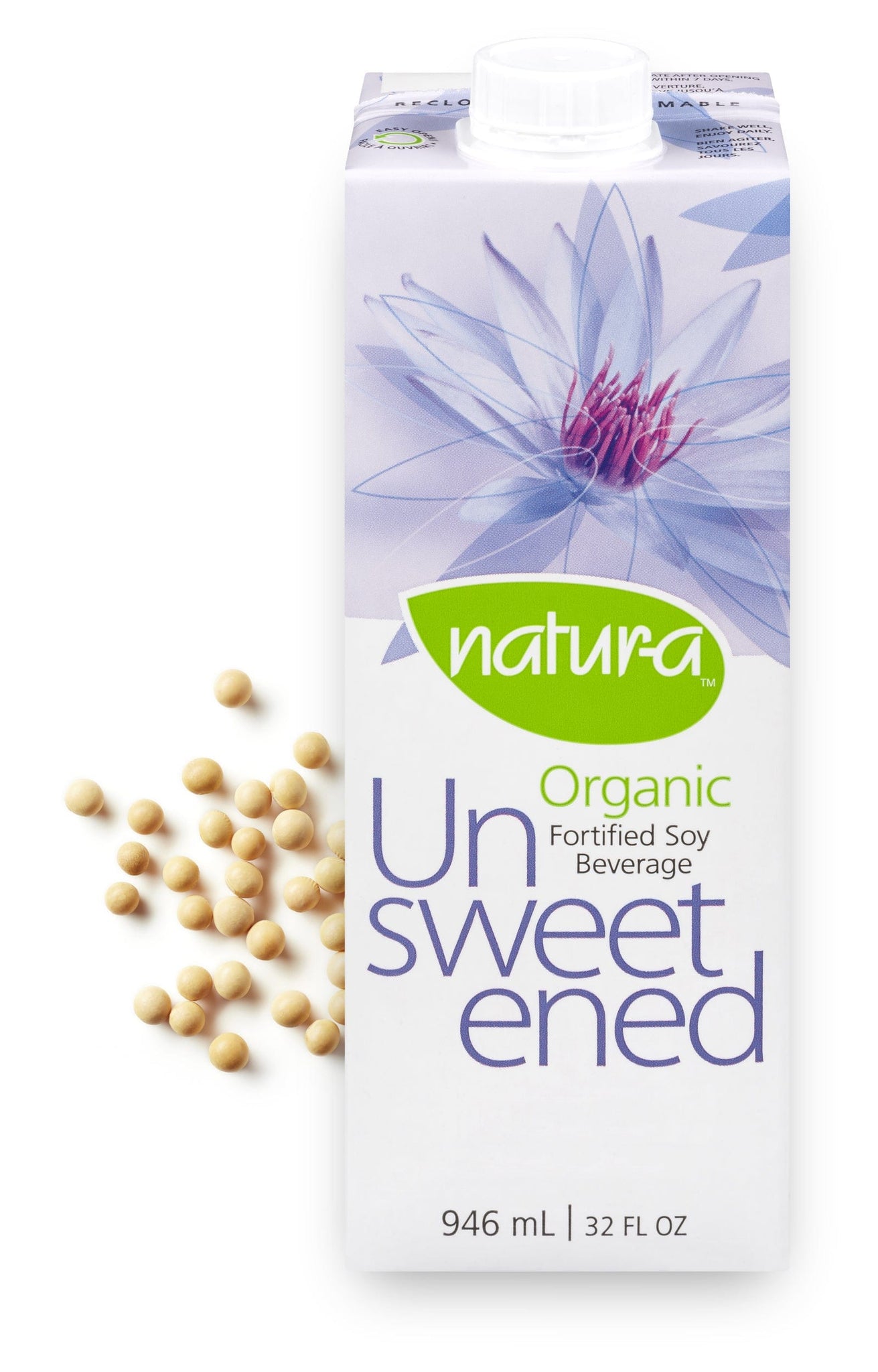 Natura Organic Soy Beverage Unsweetened 946ml Serving Size 250ml Serving Per Container About 4 enjoy milk over your cereal, in your coffee or simply by itself-6366751100