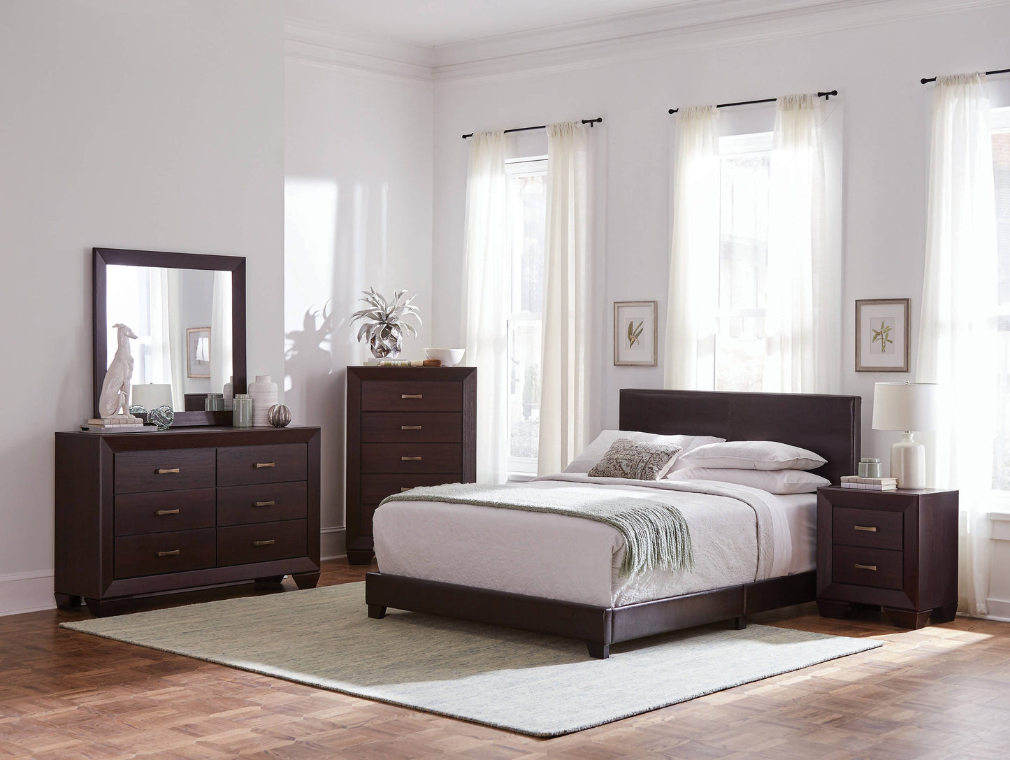 Dorian Upholstered Queen Bed Brown - 300762Q Pie's Variety Store