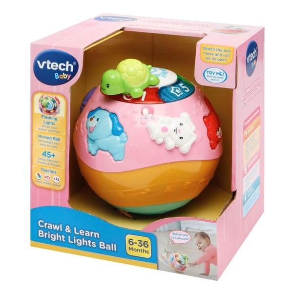 Copy of VTECH  Crawl & Learn Bright Lights Ball (Pink): Ball rolls on its own! This sweet baby toy has a built-in motor that moves the ball - 80-184953