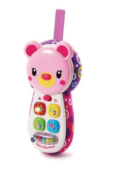 V-TECH  Peek & Play Phone Pink: Have fun pretending to make calls by pressing the buttons and hearing playful songs, phrases and music - 502753