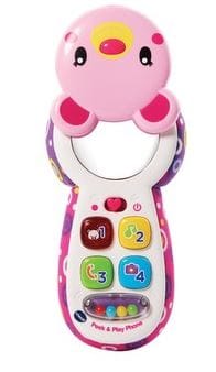 V-TECH  Peek & Play Phone Pink: Have fun pretending to make calls by pressing the buttons and hearing playful songs, phrases and music - 502753 ebuystt