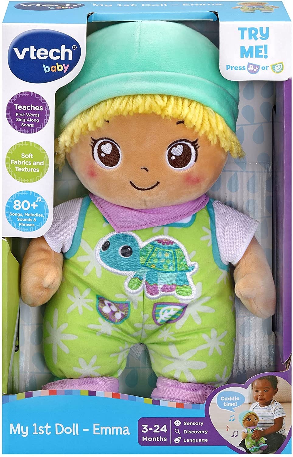 V-TECH  My 1st Doll Emma: A perfect playtime companion for newborns, this cute soft fabric doll features Day and Night modes - 546903 ebuystt