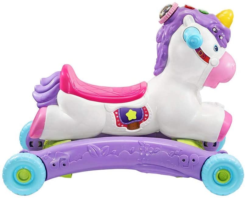 V-TECH  Rock & Ride Unicorn: light up buttons introduces the unicorn itself and colours to your little one and enhance fine motor skill development - 80-192303 ebuystt