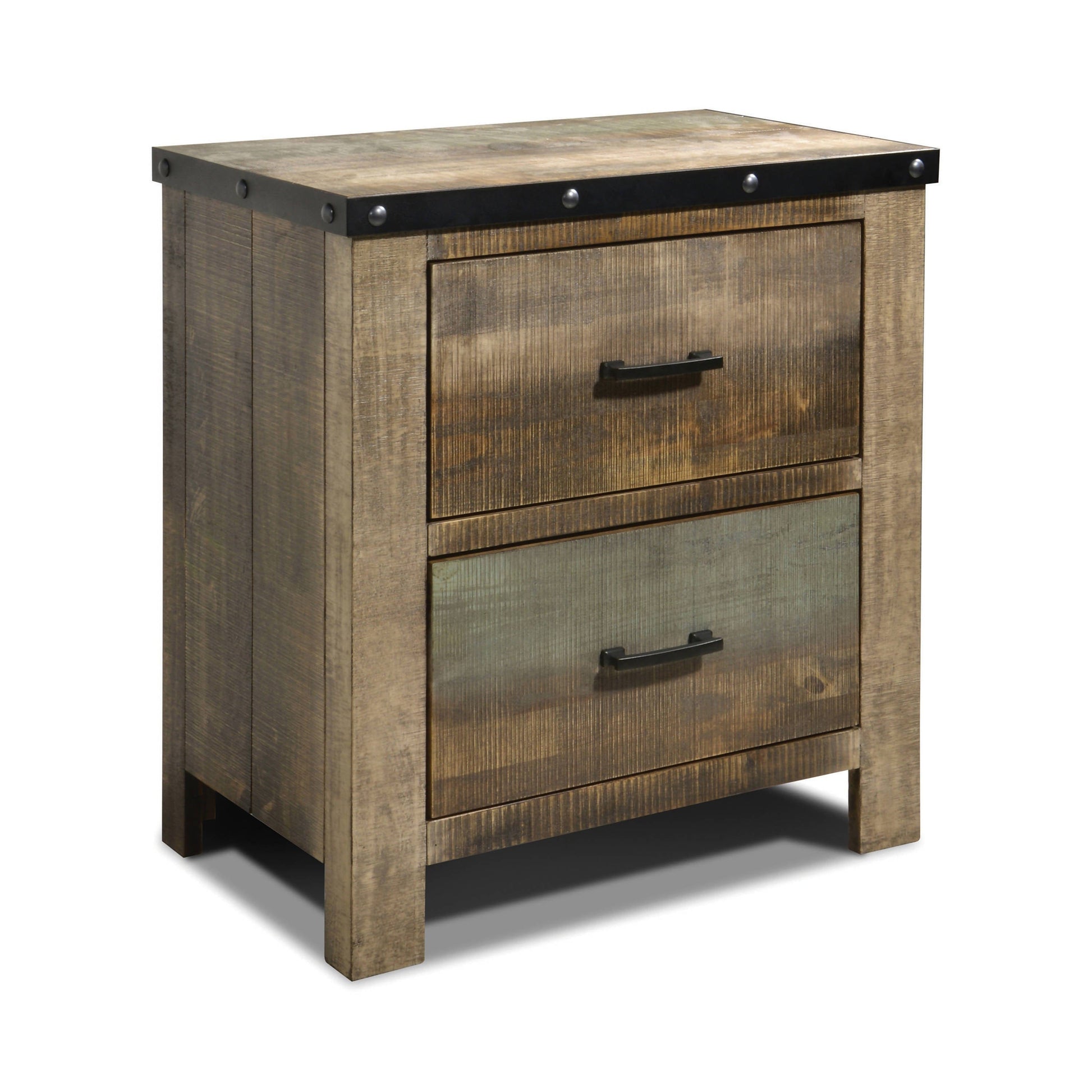 Sembene 2-Drawer Nightstand Antique Multi-Color Collection: Celebrate Modern Expression With The Sleek Edges Of This Two-Drawer Nightstand. Straight Legs And Smooth Edges Draw The Eye In To The Visual Texture.  SKU: 205092 coastmega