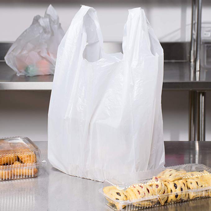 Plastic Bags Black or  White Plain Vest (handle) Grocery Bags,Durable, (18'' x 21' ) Price Per Bale=2000 Pcs CI-MEGA