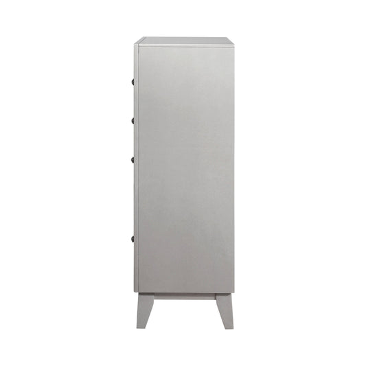 Leighton 5-Drawer Chest Metallic Mercury Collection: This Chest Adds A Touch Of Shimmer To Any Bedroom, Five Large Drawers Offer Plenty Of Convenient Space For Storage. Leighton SKU: 204925 coastmega