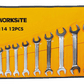 Worksite Double Open End Wrench 12pc Set, Metric. Full Polished Spanners with Chrome Plating, Made with Forged and Heat-Treated Carbon Steel, Include Roll-up Storage Pouch, Metric up to 22mm, Mirror Finish WT2114 Worksite Hand Tools
