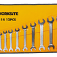 Worksite Double Open End Wrench 12pc Set, Metric. Full Polished Spanners with Chrome Plating, Made with Forged and Heat-Treated Carbon Steel, Include Roll-up Storage Pouch, Metric up to 22mm, Mirror Finish WT2114 Worksite Hand Tools