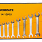 Worksite Double Open End Wrench 12pc Set, Metric. Full Polished Spanners with Chrome Plating, Made with Forged and Heat-Treated Carbon Steel, Include Roll-up Storage Pouch, Metric up to 22mm, Mirror Finish WT2114 Worksite Hand Tools