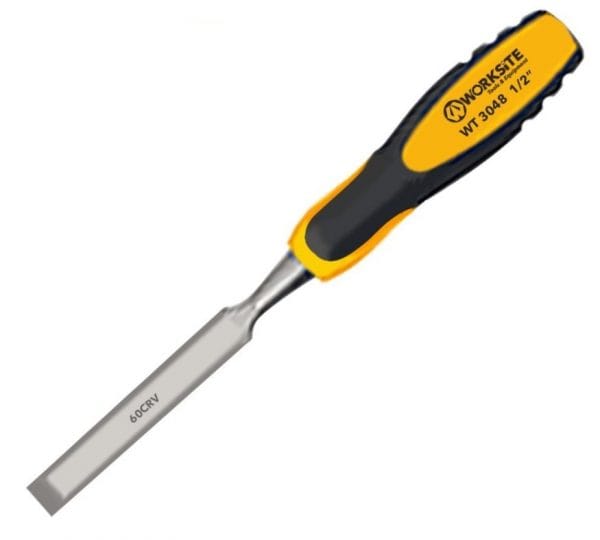 Worksite Flat Plate Chisell 3/4 inches (19MM) Heavy Duty Flat Chisel for Wood working, Carving. Chisel blade is made of CrV steel. Anti-slip two-component ergonomic handle WT3050