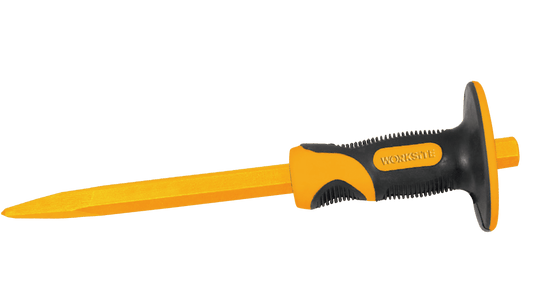 Worksite 12 INCH Pointed Concrete Cold Chisel Punches. High hardness and anti-rust chrome-vanadium steel CVS steel. Shock-absorb Soft Grip cover handle. Size: 3/20" X 3/4" X 12"(4*19*300mm) WT3114 Worksite Hand Tools