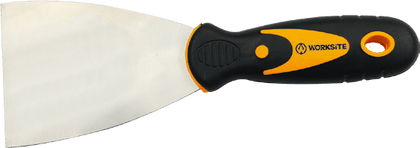 Worksite Putty Knife 3 inch (75mm) Material: Stainless Steel, surface mirror Chrome, Rust-Proof; the handle material: PP+TPR, dipped twice. WT3139