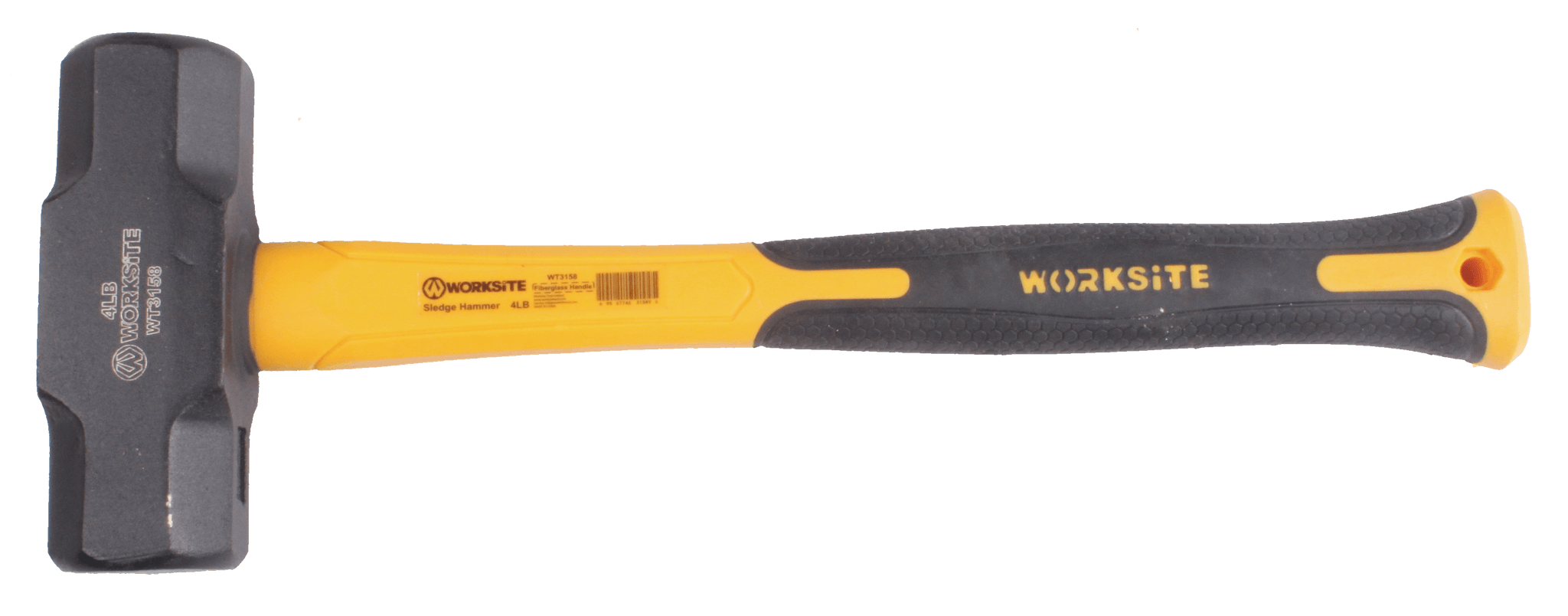 WORKSITE Sledge Hammer 4lb with Fiberglass handle, 64 oz, sure strike steel, engineer hammer, designed for striking cold chisels, brick chisels, punches, Star drills, spikes & hardened nails, blue painted, forged & tempered steel head -  WT3158