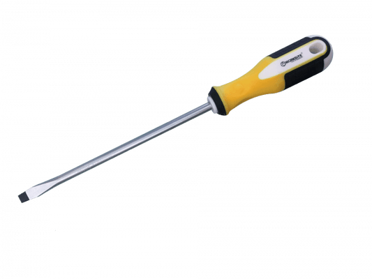 WORKSITE Flat Head Screwdriver (6mm X 150mm) Made Of Highly Durable CR-V Steel, Black Magnetic Head, Non Slip TPR Handle, Rust Resistant Finish. Flat Head Screwdriver Is The Perfect Choice For Working Around The Home Or On The Construction Site- WT5004 Worksite Hand Tools