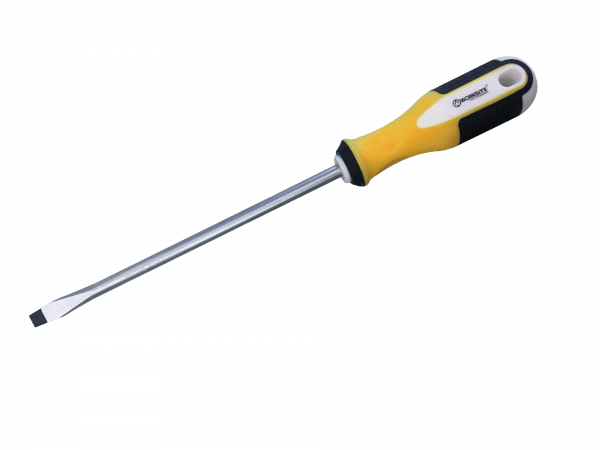 Worksite Flat Head Screwdriver 8 * 200 Made of Highly Durable CR-V Steel, Black Magnetic Head, Non Slip TPR Handle, Rust Resistant Finish. WT5010 Worksite Hand Tools