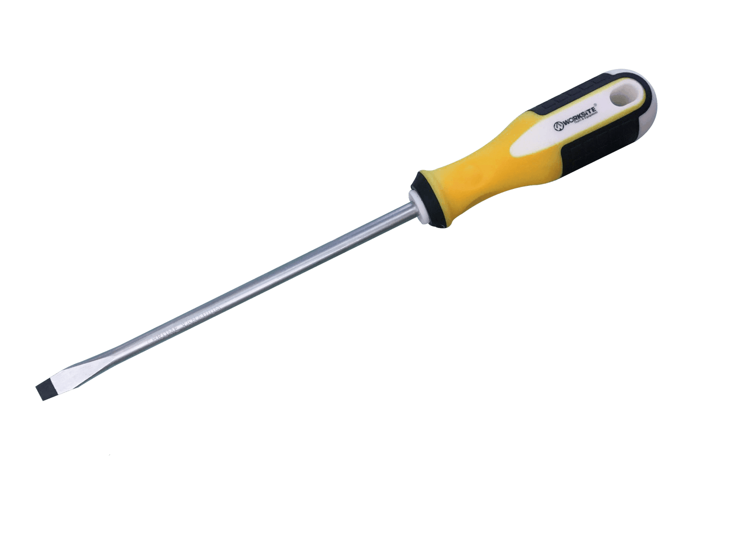 Worksite Flat Head Screwdriver 8 * 200 Made of Highly Durable CR-V Steel, Black Magnetic Head, Non Slip TPR Handle, Rust Resistant Finish. WT5010 Worksite Hand Tools